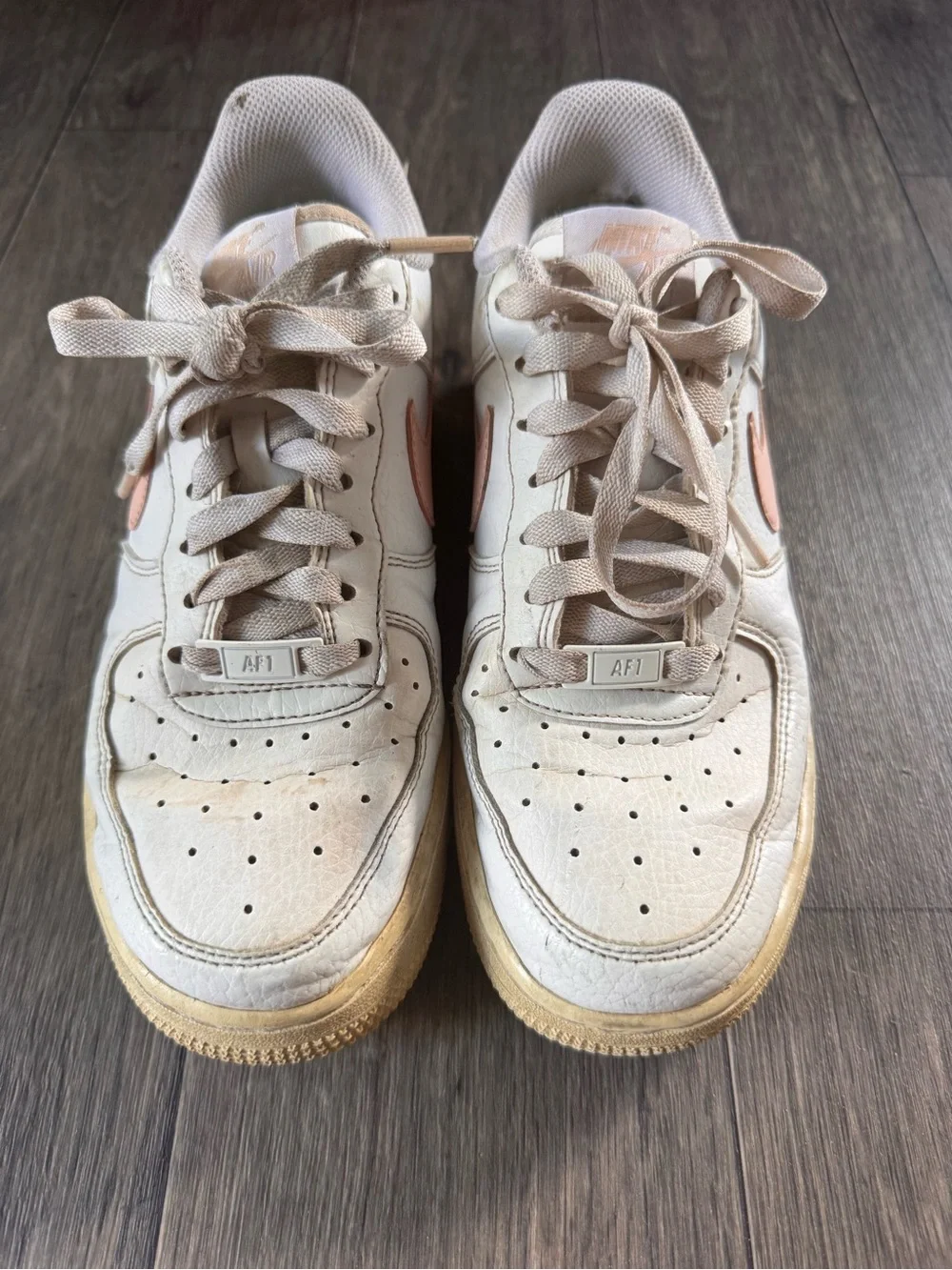 Nike Air Force 1 Low - Cream with Pinkish Rose Swoosh